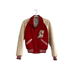 VTG Naugalite Jacket Men 34 Red SG Guyana Southern Belles Lieutenant Embroidered